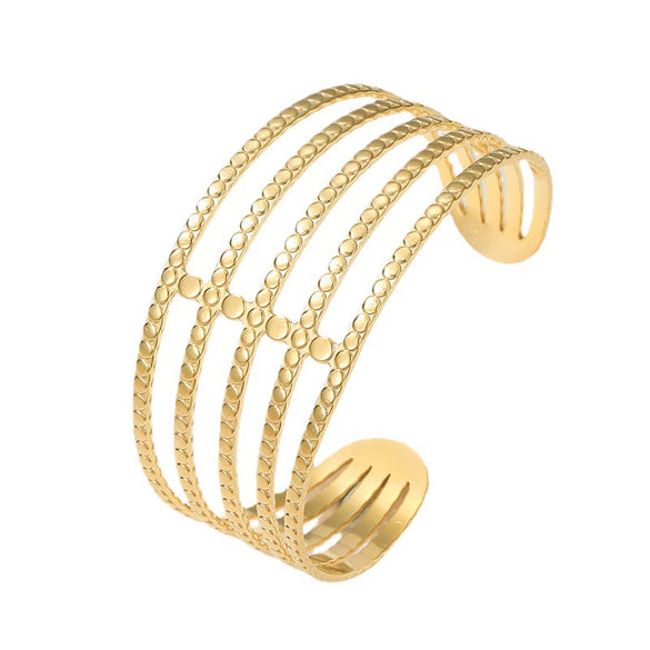 Wholesale Stainless Steel Geometric Exaggerated Nonfading Opening Bracelet With Electroplating