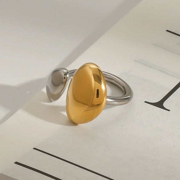 Wholesale Stainless Steel Geometric Exaggerated Quiet Design Irregular Opening Ring With Gold And Silver Color Matching And Electroplating Treatment