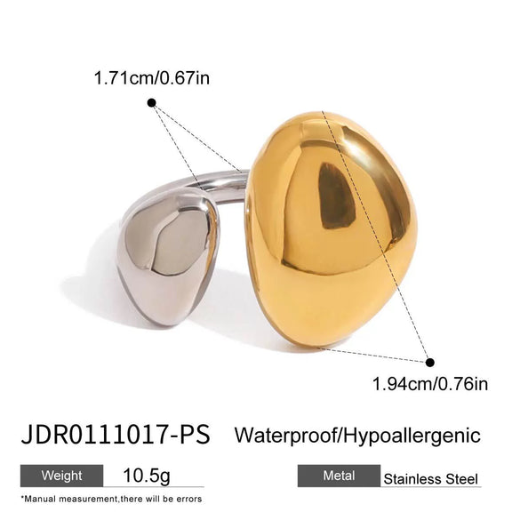 Wholesale Stainless Steel Geometric Exaggerated Quiet Design Irregular Opening Ring With Gold And Silver Color Matching And Electroplating Treatment
