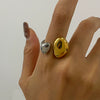 Wholesale Stainless Steel Geometric Exaggerated Quiet Design Irregular Opening Ring With Gold And Silver Color Matching And Electroplating Treatment
