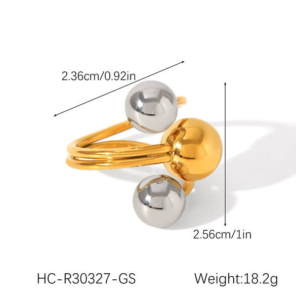 Wholesale Stainless Steel Geometric Exaggerated Ring And Bracelet Jewelry With Electroplating