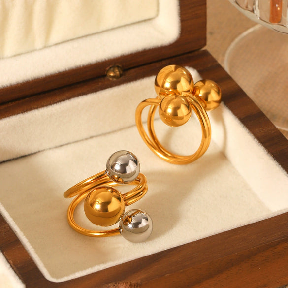 Wholesale Stainless Steel Geometric Exaggerated Ring And Bracelet Jewelry With Electroplating