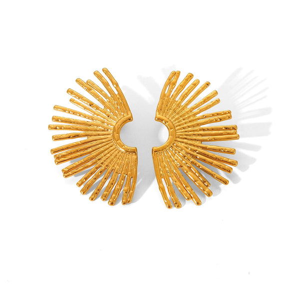Wholesale Stainless Steel Geometric Fan Earrings Electroplated For Women