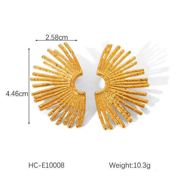 Wholesale Stainless Steel Geometric Fan Earrings Electroplated For Women