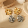 Wholesale Stainless Steel Geometric Fan Shaped Electroplated Anti Allergy Earrings
