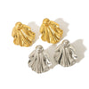 Wholesale Stainless Steel Geometric Fan Shaped Electroplated Anti Allergy Earrings