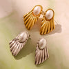 Wholesale Stainless Steel Geometric Fanshaped Electroplated Women's Earrings
