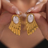 Wholesale Stainless Steel Geometric Fanshaped Electroplated Women's Earrings