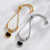 Wholesale 316L Stainless Steel Geometric Fashion Electroplated Enamel Glaze Zircon Women's Love Bracelet Jewelry