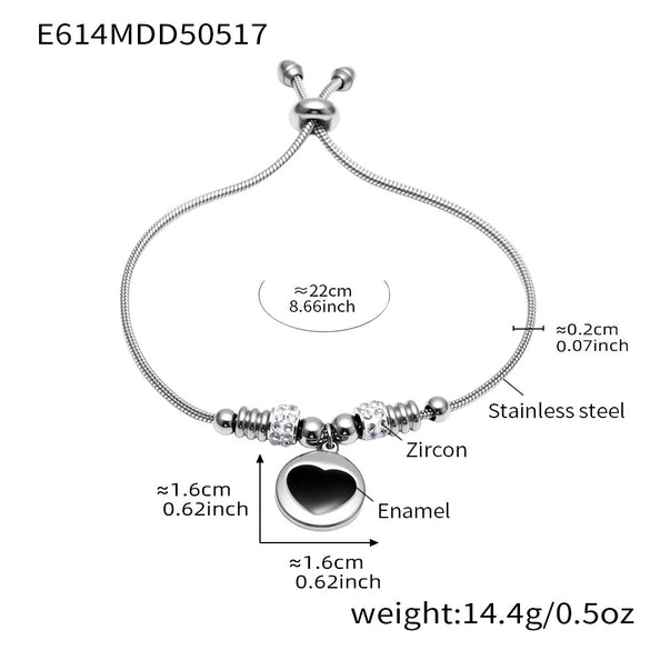 Wholesale 316L Stainless Steel Geometric Fashion Electroplated Enamel Glaze Zircon Women's Love Bracelet Jewelry