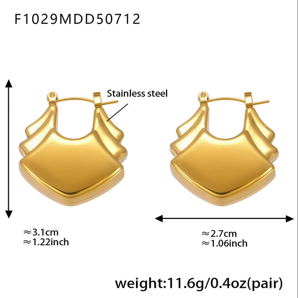 Wholesale 316L Stainless Steel Geometric Fashion Highpolished Gold Plated Women's Earrings