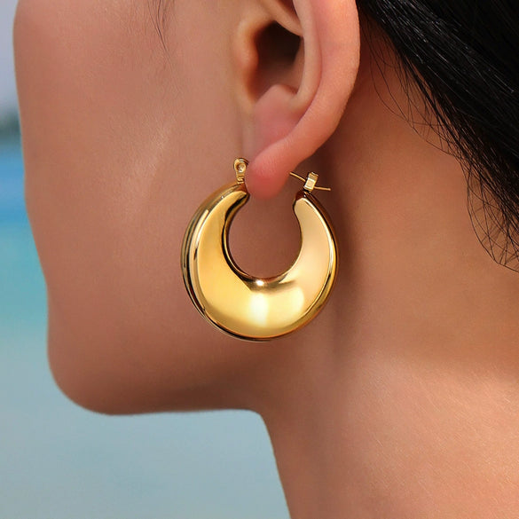 Wholesale 316L Stainless Steel Geometric Fashion Highpolished Gold Plated Women's Earrings