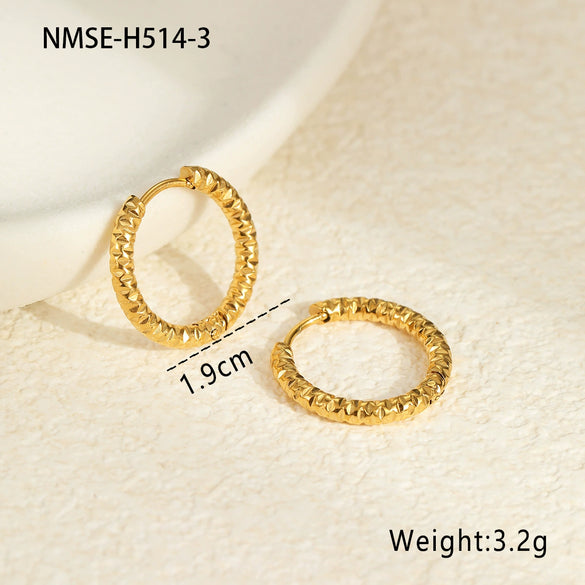 Wholesale Stainless Steel Geometric Fashion Minimalist Embossed Electroplated Women's Earrings