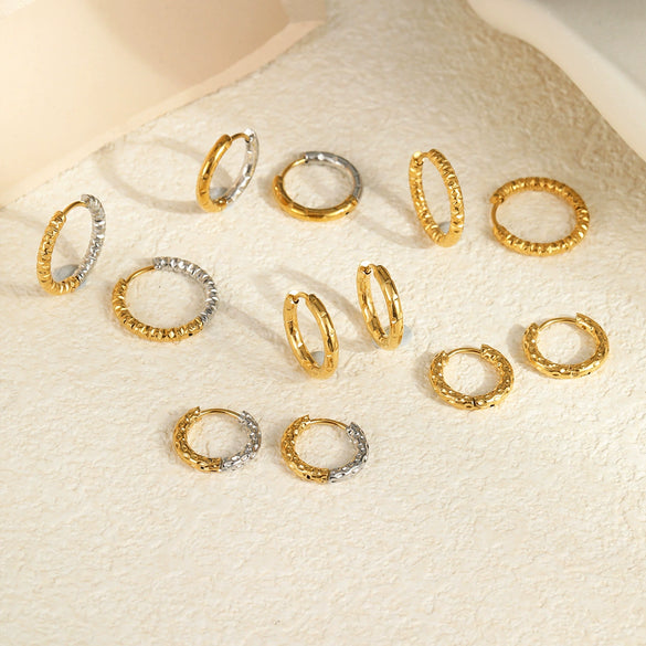 Wholesale Stainless Steel Geometric Fashion Minimalist Embossed Electroplated Women's Earrings