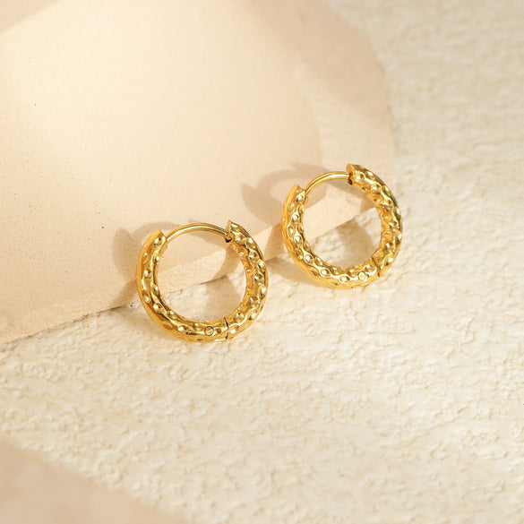 Wholesale Stainless Steel Geometric Fashion Minimalist Embossed Electroplated Women's Earrings