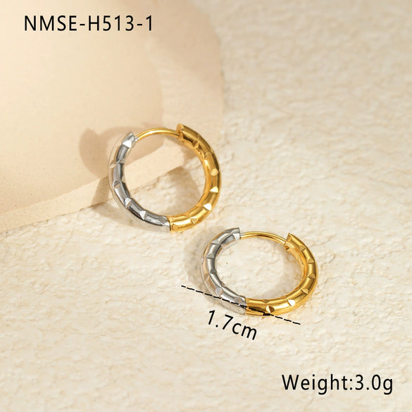 Wholesale Stainless Steel Geometric Fashion Minimalist Embossed Electroplated Women's Earrings
