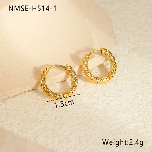 Wholesale Stainless Steel Geometric Fashion Minimalist Embossed Electroplated Women's Earrings