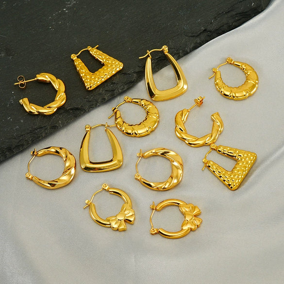 Wholesale Stainless Steel Geometric Fashion Retro Electroplated Women's Earrings