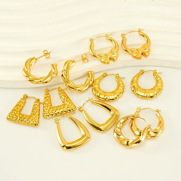 Wholesale Stainless Steel Geometric Fashion Retro Electroplated Women's Earrings