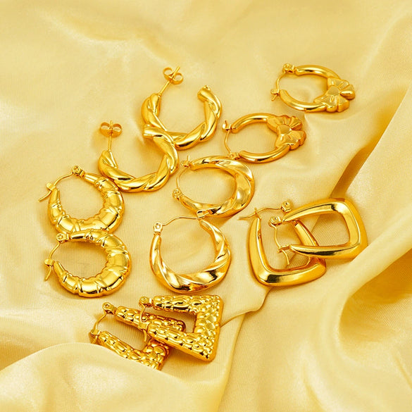 Wholesale Stainless Steel Geometric Fashion Retro Electroplated Women's Earrings