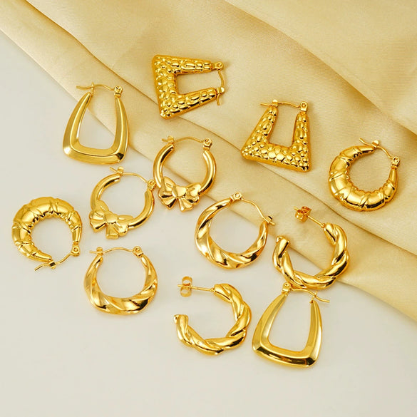 Wholesale Stainless Steel Geometric Fashion Retro Electroplated Women's Earrings