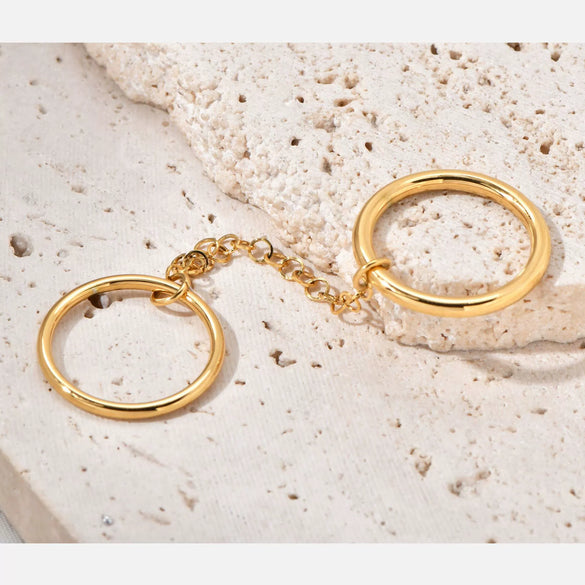Wholesale Stainless Steel Geometric Fashion Stacked Finger Ring With Electroplating