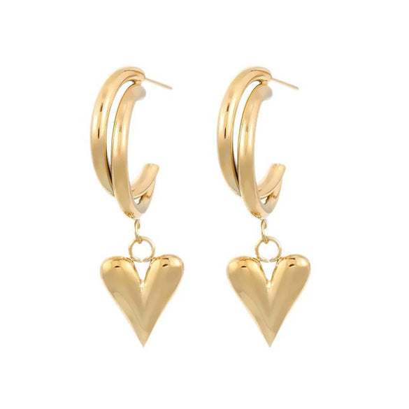Wholesale Stainless Steel Geometric Fashion Tassel Earrings With Electroplating