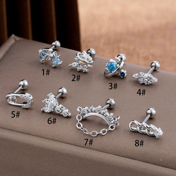 Wholesale Stainless Steel Geometric Fashion Women's Electroplated Cartilage Ear Studs