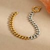 Wholesale Stainless Steel Geometric Fashion Women's Electroplated Twocolor Cuban Chain Bracelet