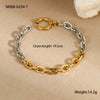 Wholesale Stainless Steel Geometric Fashion Women's Electroplated Twocolor Cuban Chain Bracelet