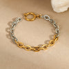 Wholesale Stainless Steel Geometric Fashion Women's Electroplated Twocolor Cuban Chain Bracelet