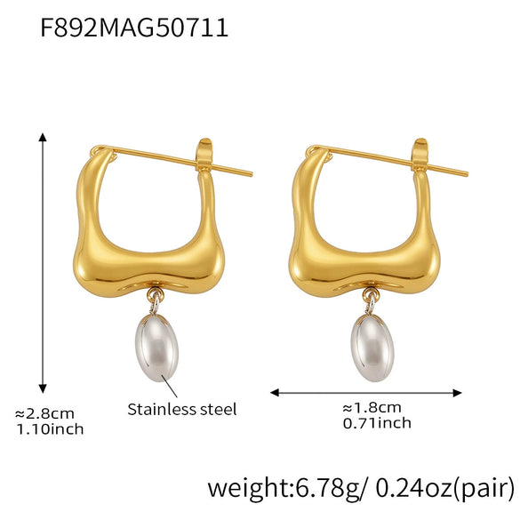 Wholesale Stainless Steel Geometric Ferris Wheel Irregular Ushaped Water Drop Electroplated Earrings For Women