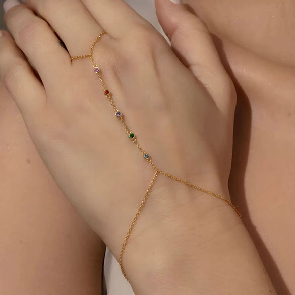 Wholesale Stainless Steel Geometric Finger Chain With Finger Bracelet Electroplated Light Luxury Women's Jewelry