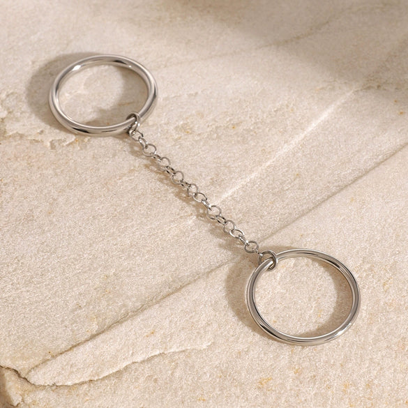 Wholesale Stainless Steel Geometric Finger Ring With French Retro Style And Electroplating