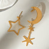 Wholesale Stainless Steel Geometric Fivepointed Star And Moon Hexagram Earrings Electroplated Jewelry For Women
