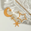 Wholesale Stainless Steel Geometric Fivepointed Star And Moon Hexagram Earrings Electroplated Jewelry For Women