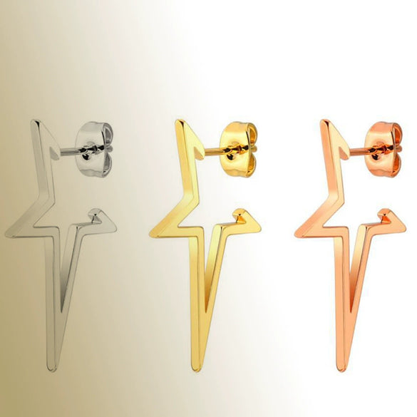 Wholesale Stainless Steel Geometric Fivepointed Star Earrings With Electroplating For Women Minimalist Style