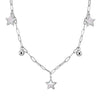Wholesale Stainless Steel Geometric Fivepointed Star Electroplated Calendering Chain Necklace For Women