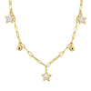 Wholesale Stainless Steel Geometric Fivepointed Star Electroplated Calendering Chain Necklace For Women