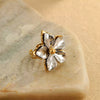 Wholesale Stainless Steel Geometric Floral Colorblocked Ring 18K Gold Plated