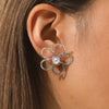 Wholesale Stainless Steel Geometric Flower Earrings Inlaid With Zircon For Women
