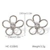 Wholesale Stainless Steel Geometric Flower Earrings Inlaid With Zircon For Women