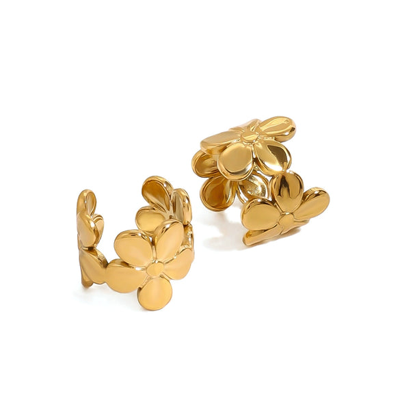 Wholesale Stainless Steel Geometric Flower Earrings With Electroplating For Women Ear Bone Clip No Ear Hole