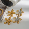 Wholesale Stainless Steel Geometric Flower Earrings With Electroplating For Women Light Luxury Niche Design