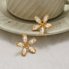 Wholesale Stainless Steel Geometric Flower Earrings With 18K Gold Electroplating For Women