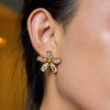 Wholesale Stainless Steel Geometric Flower Earrings With 18K Gold Electroplating For Women