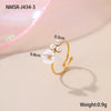 Wholesale Stainless Steel Geometric Flower Pearl Open Ring Plated 18K Gold