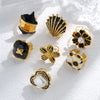 Wholesale Stainless Steel Geometric Flower Ring With Electroplating