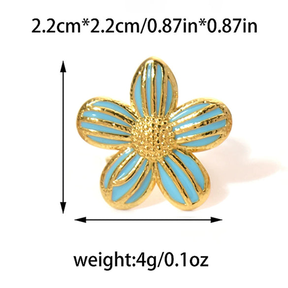 Wholesale Stainless Steel Geometric Flower Ring With Electroplating