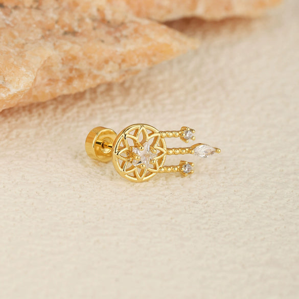 Wholesale Stainless Steel Geometric Flower Star Shape Electroplated Women's Anchor Cartilage Piercing Ear Cuff Dolphin Earrings Screw Ball Stud Ear Bone Stud